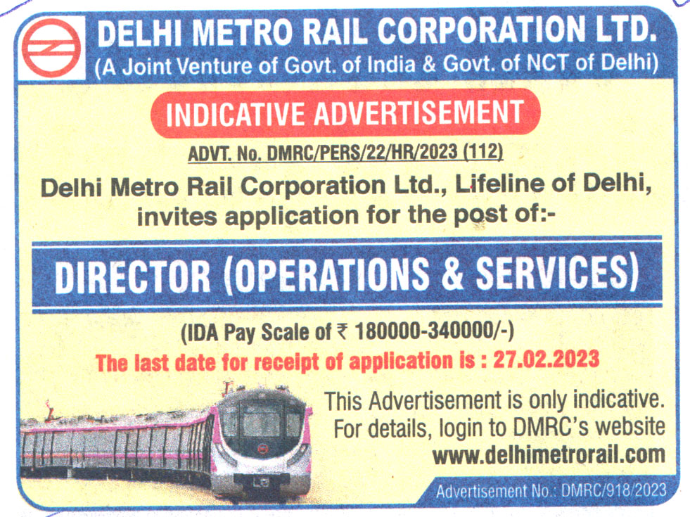 Government Jobs Delhi Metro Rail Corporation (DMRC) Delhi Recruitment
