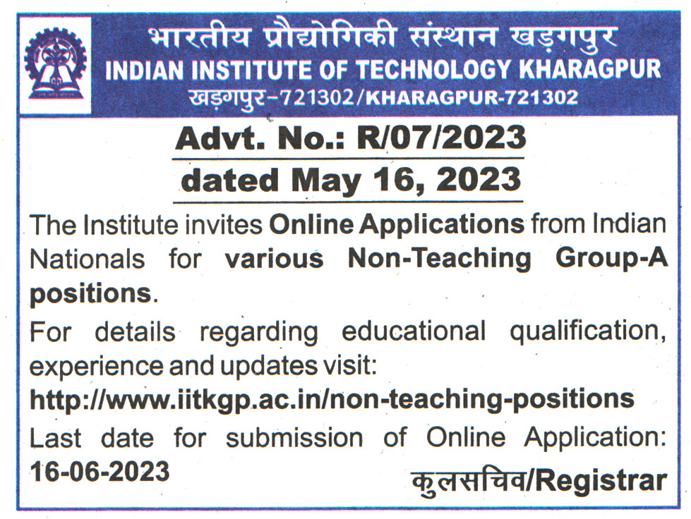 College Jobs Indian Institute of Technology (IIT) Kharagpur Recruitment