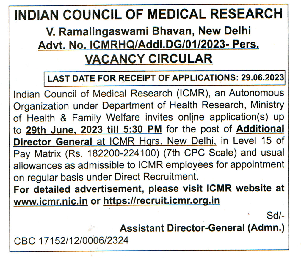 Government Jobs Indian Council Of Medical Research New Delhi Recruitment