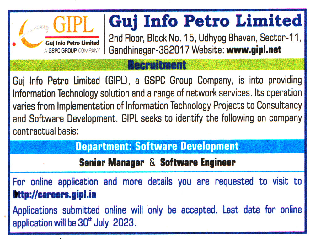 GIPL Gandhinagar Recruitment
