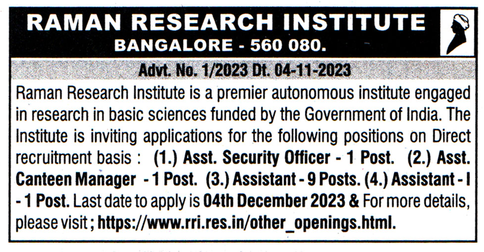RRI Bangalore Recruitment