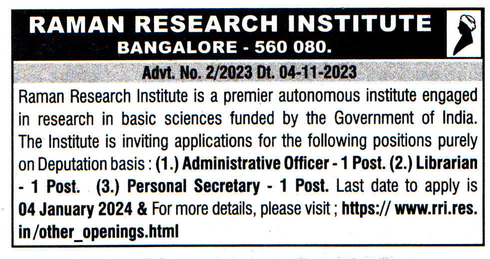 RRI Bangalore Recruitment 2023