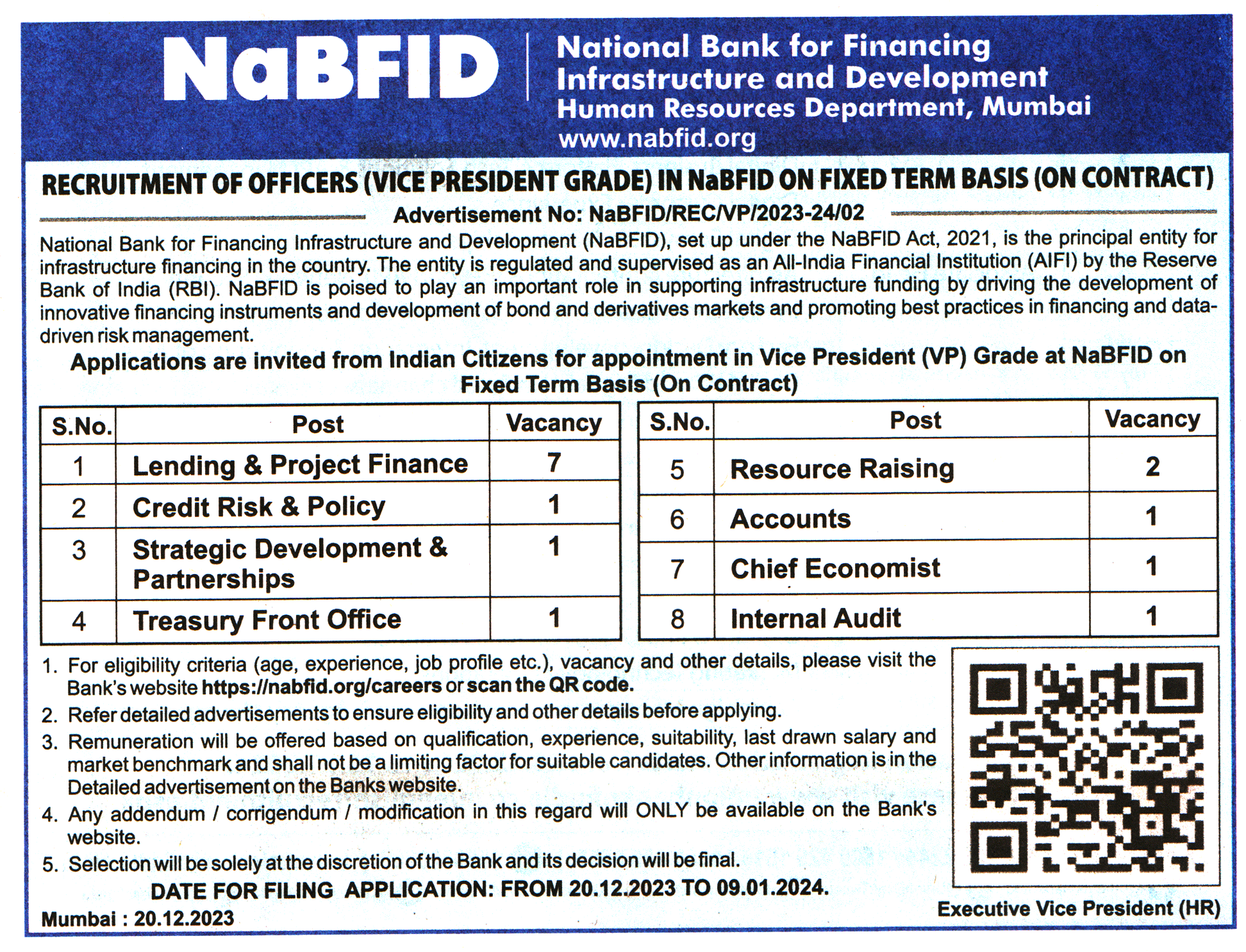NaBFID Mumbai Recruitment