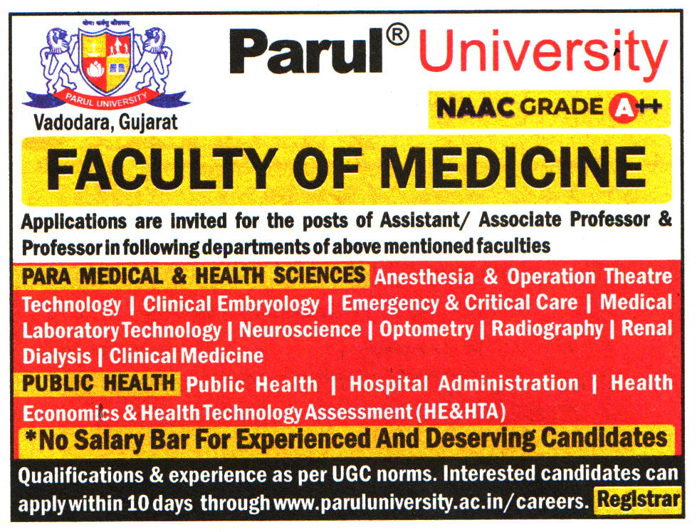 Parul University Vadodara Recruitment