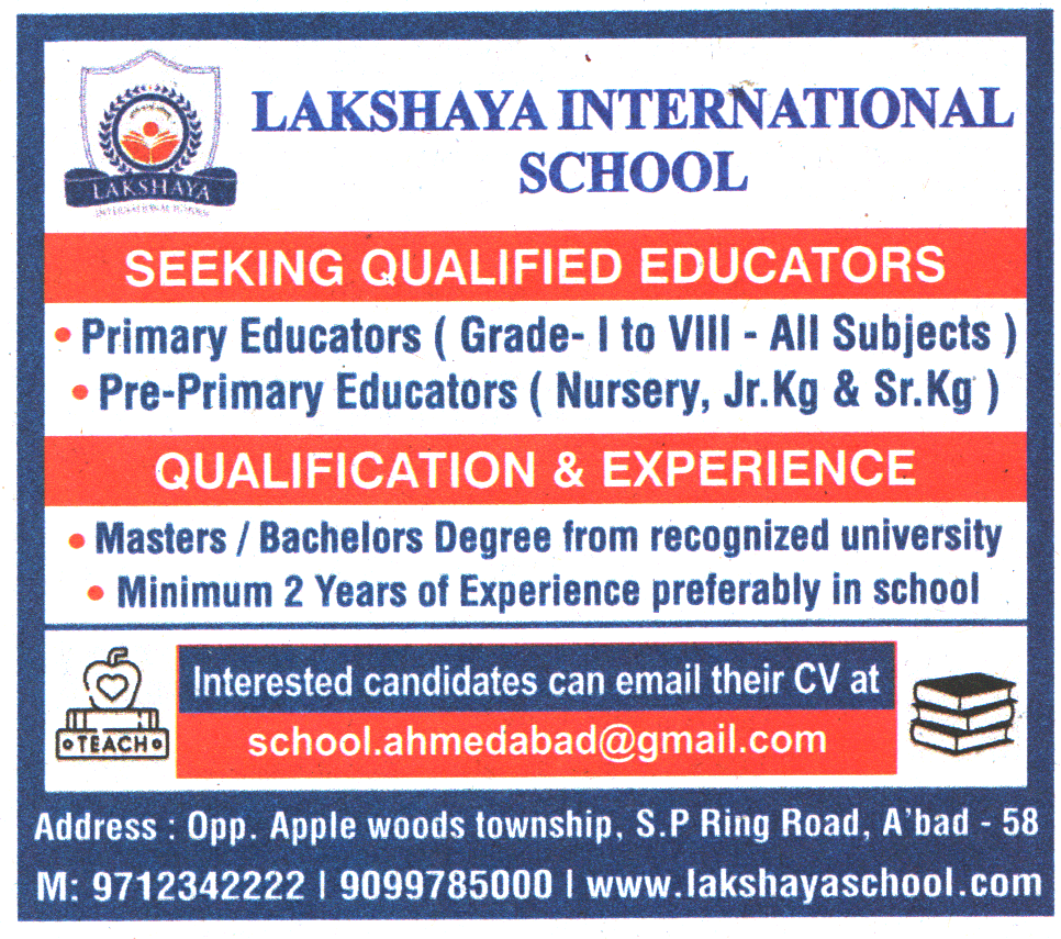 Lakshaya International School Ahmedabad Recruitment