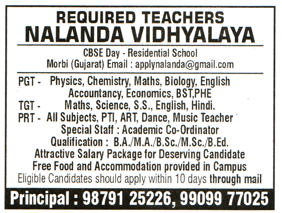 Nalanda Vidhyalaya Morbi Recruitment