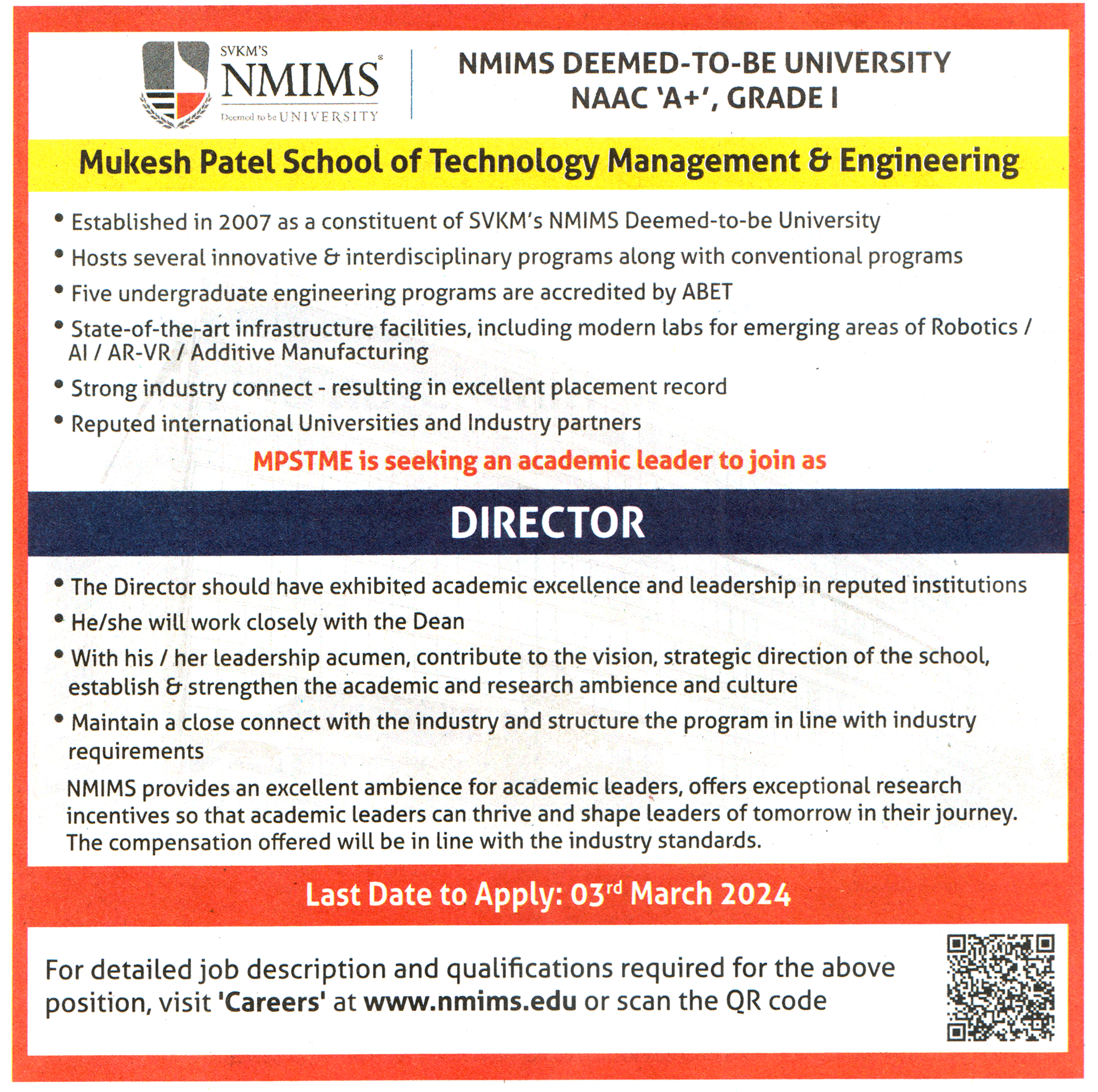 NMIMS University Mumbai Recruitment