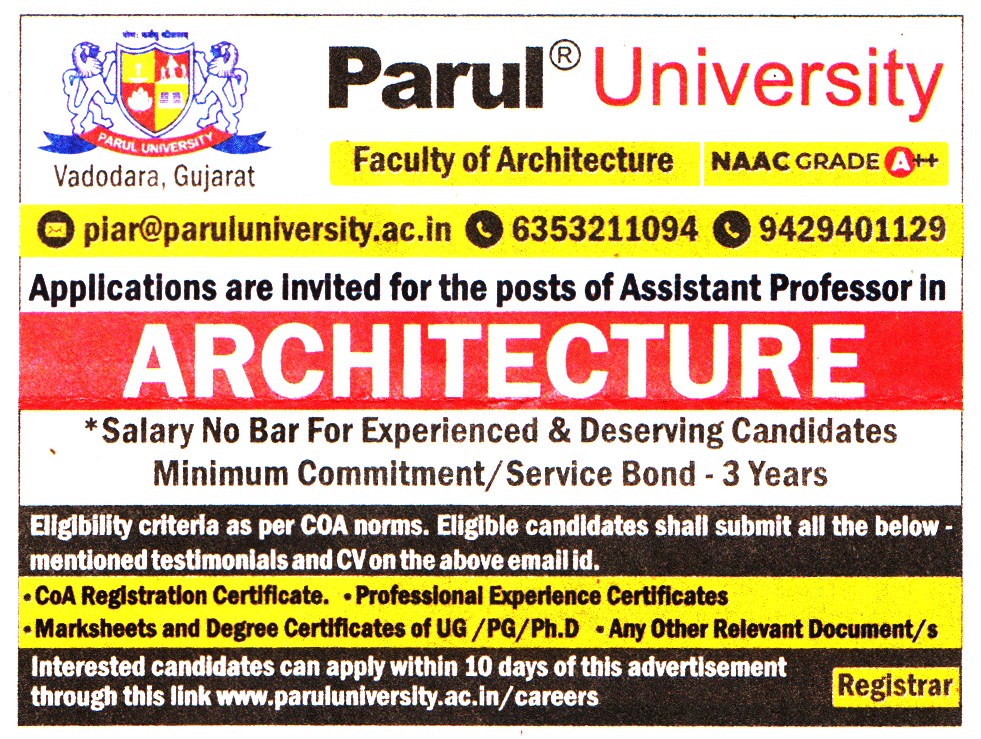 Parul University Vadodara Recruitment