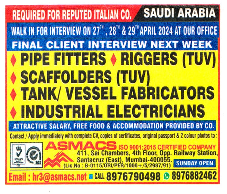 Jobs in Saudi Arabia for Scaffolders (TUV)