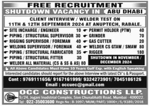 Jobs in Abu Dhabi for Rigging Supervisor