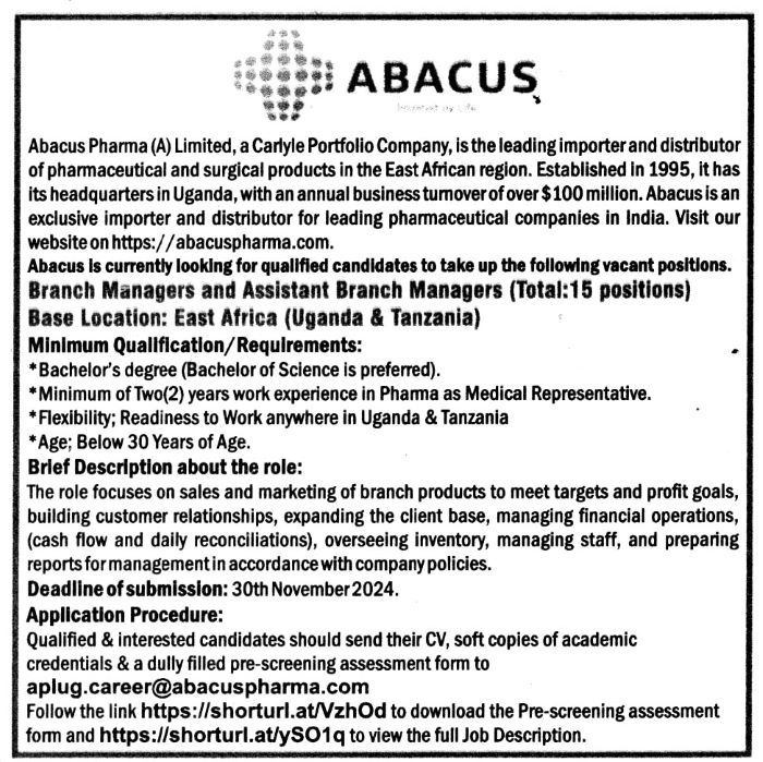 Jobs in Uganda for Branch Managers