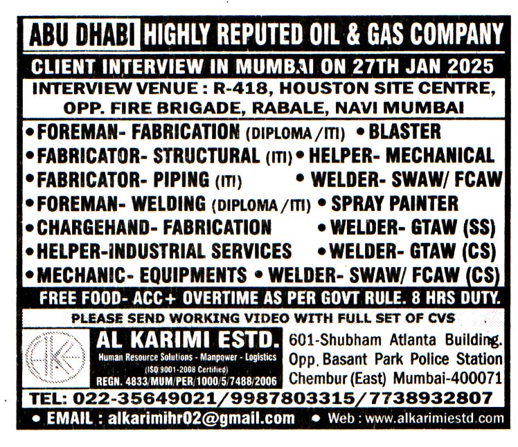 Jobs in Abu Dhabi for Mechanic-Equipments