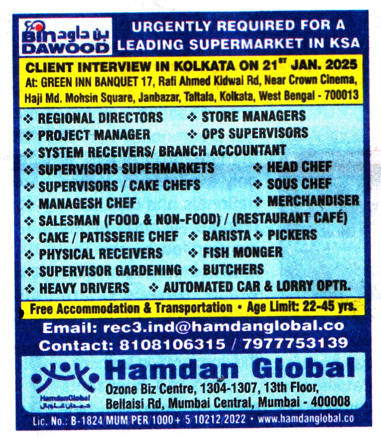 Jobs in KSA for Head Chef