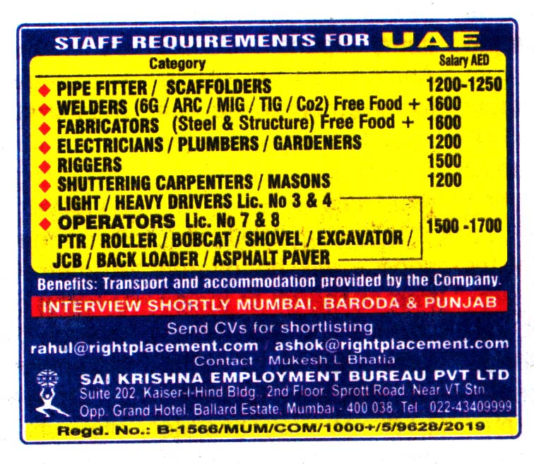 Jobs in UAE for Pipe Fitter & Scaffolders