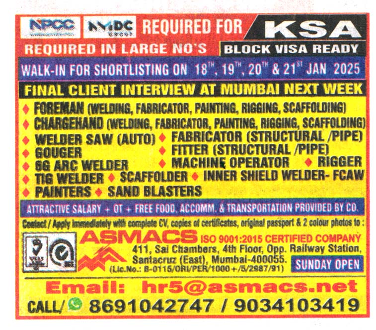 Jobs in KSA for Welder Saw (Auto)