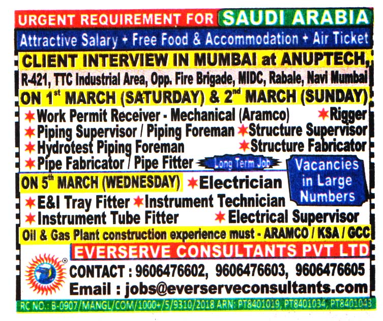 Jobs in Saudi Arabia for Work Permit Receiver Mechanical