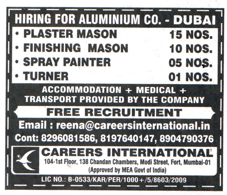 Jobs in Dubai for Finishing Mason