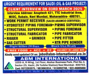 Piping Foreman for Jobs in Saudi