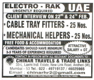 Jobs in UAE for Mechanical Helper