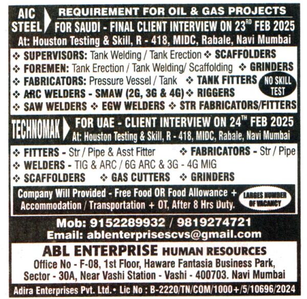 Jobs in UAE for Gas Cutters