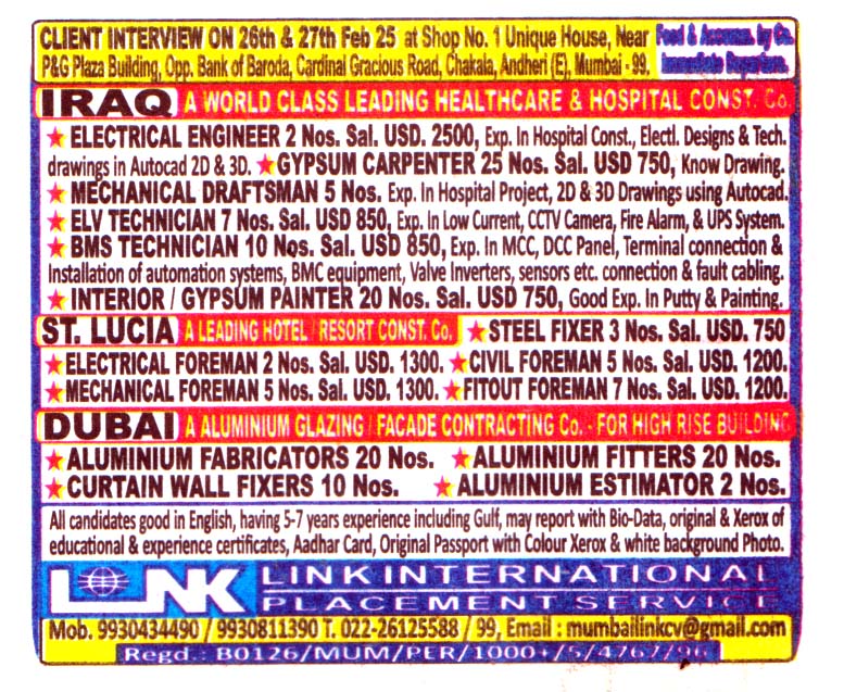 Jobs in Iraq for BMS Technician