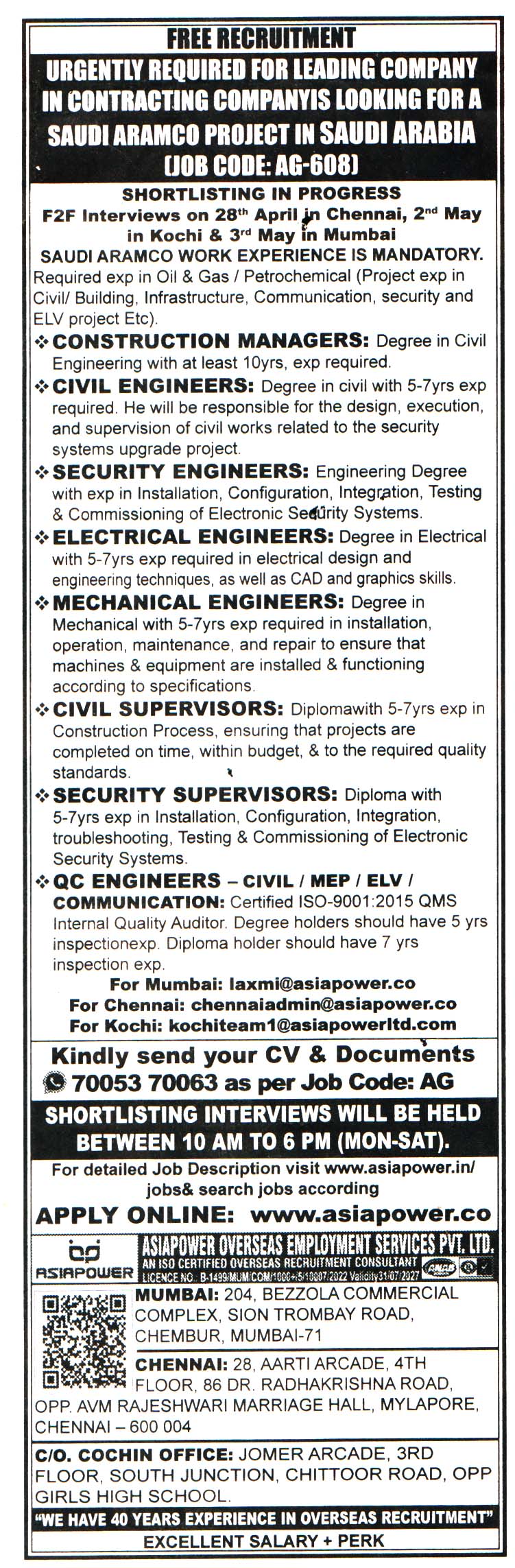 Jobs in Saudi Arabia for Construction Managers