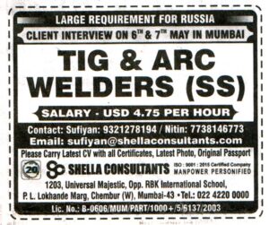 Jobs in Russia for Tig & ARC Welders (SS)