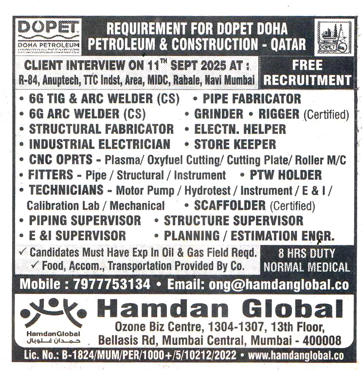 Jobs in Qatar for PTW Holder