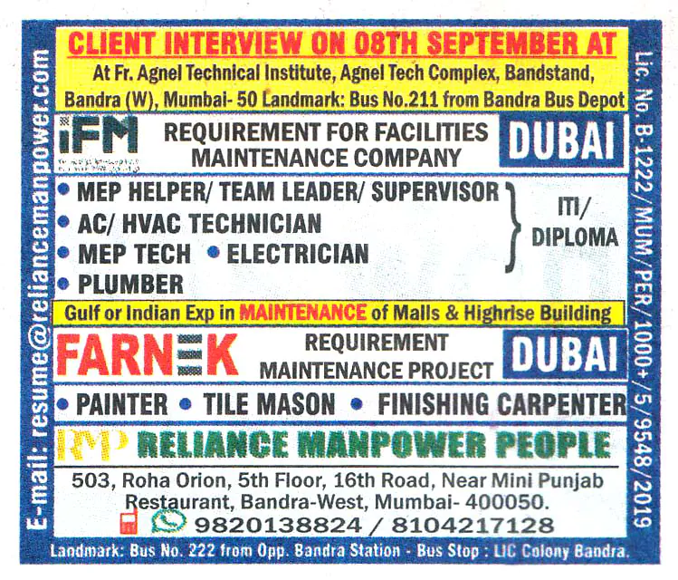 Jobs in Dubai for AC & HVAC Technician