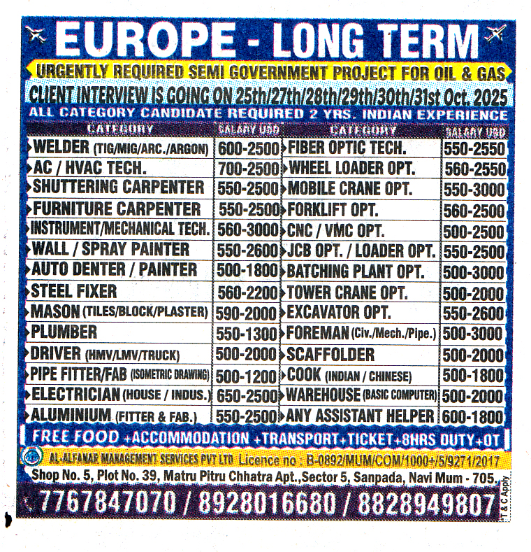 Indian Cook Jobs in Europe