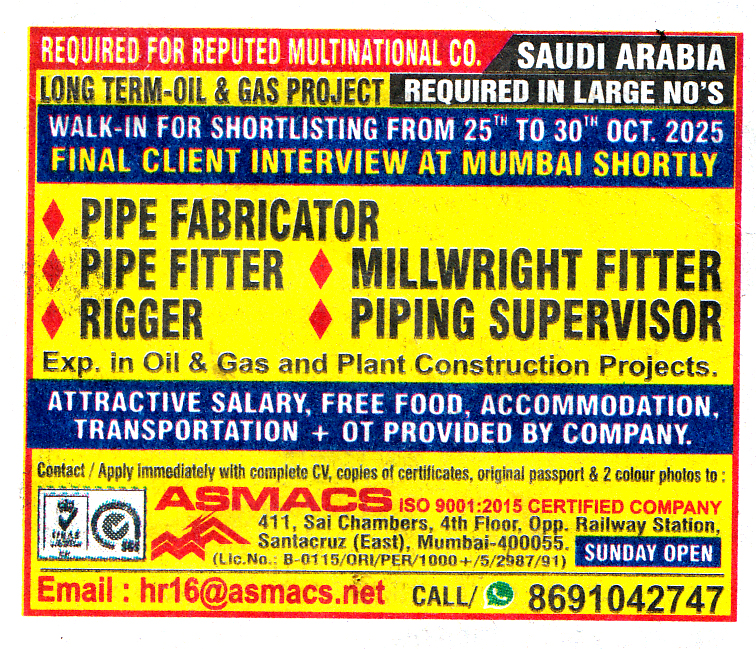 Piping Supervisor Jobs in Saudi Arabia