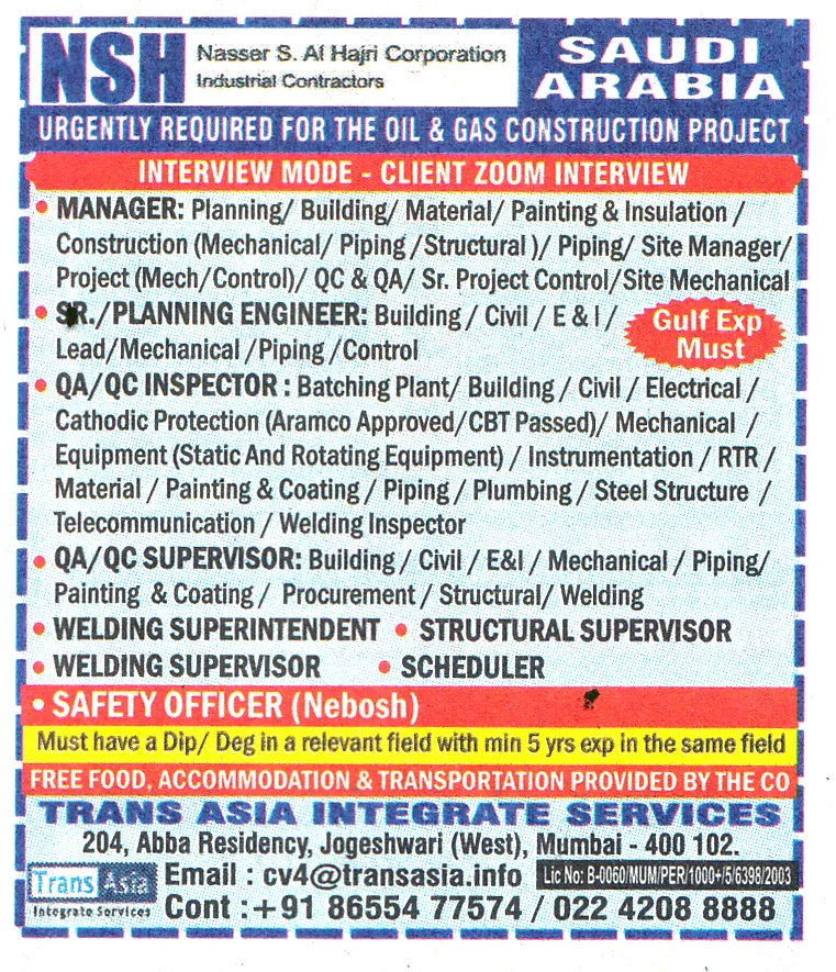 Welding Superintendent Jobs in Saudi Arabia