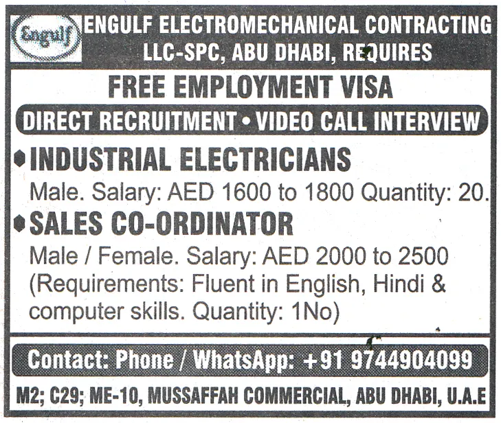 SALES COORDINATOR Job in Abu Dhabi