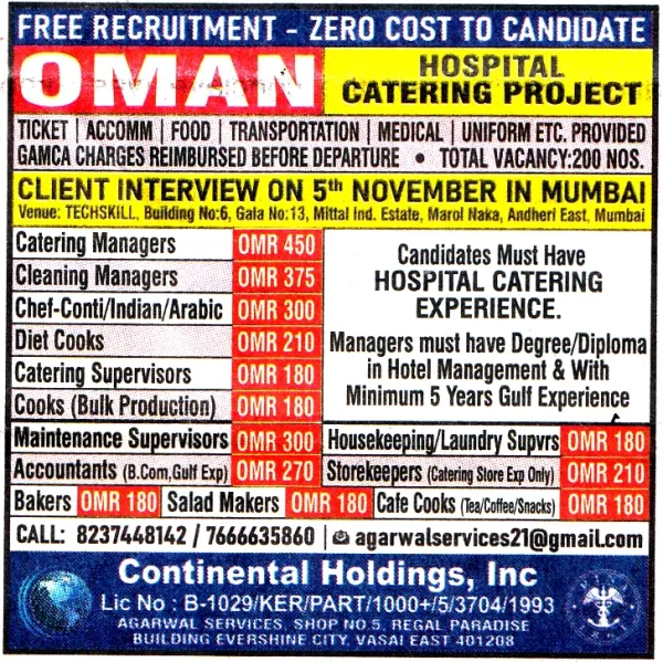 Housekeeping Supervisors Job in Oman