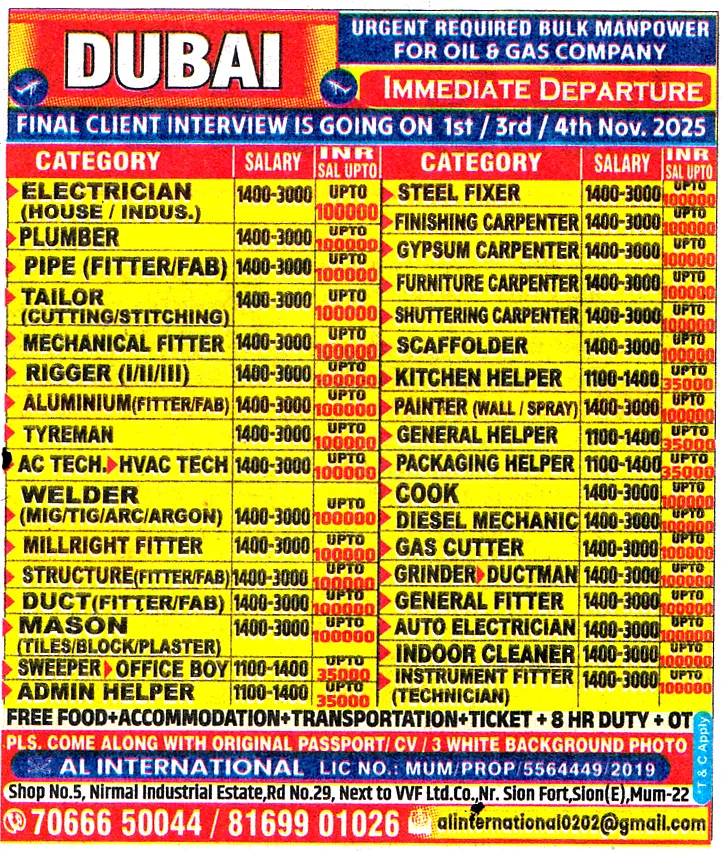 INSTRUMENT FITTER Job in Dubai