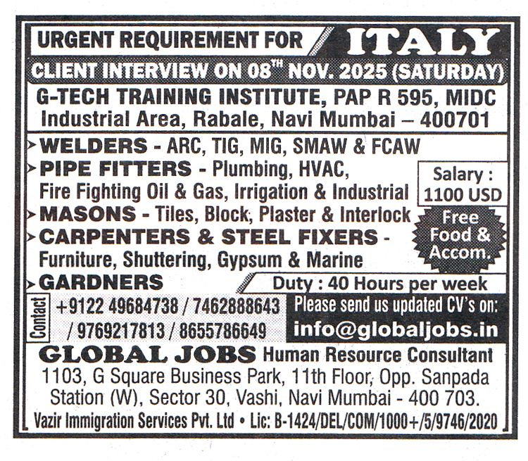 CARPENTERS Job in Italy