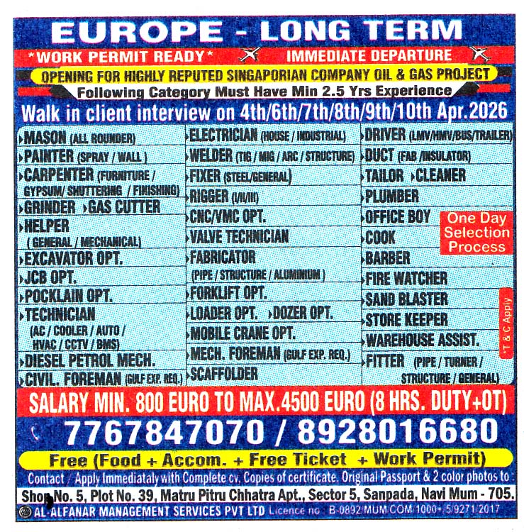 Diesel Petrol Mechanical Job in Europe