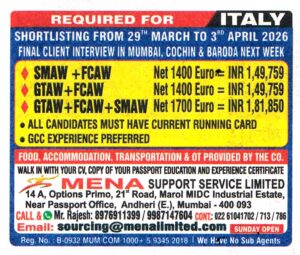 SMAW FCAW Job in Italy
