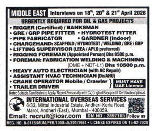 CRANE OPERATOR Mobile Job in Middle East