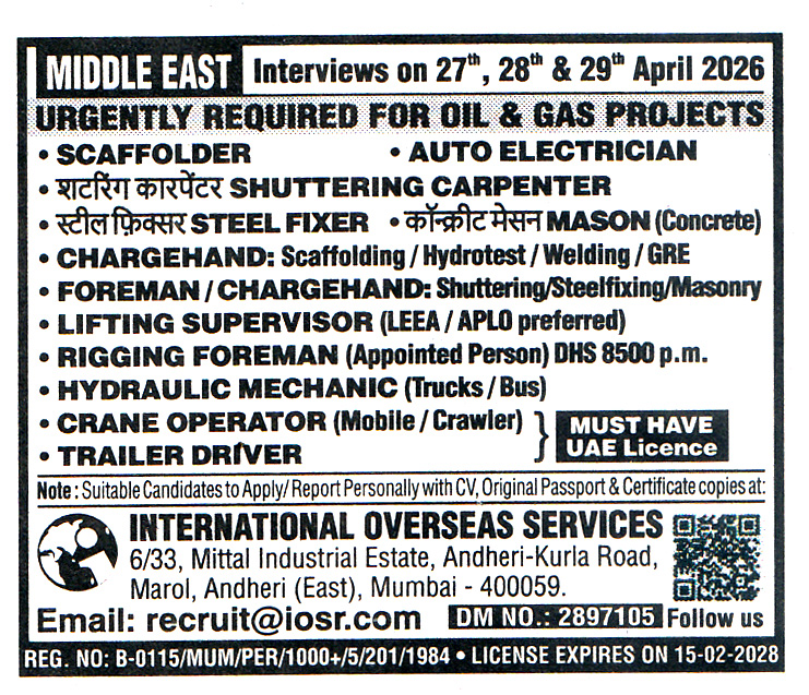 MASON (Concrete) Job in Middle East