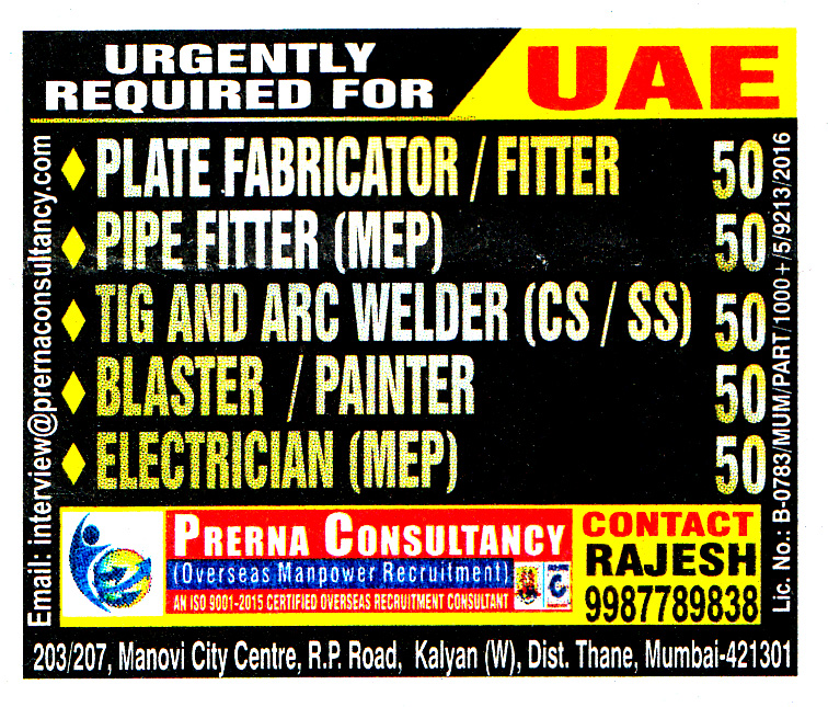 TIG AND ARC WELDER Job in UAE