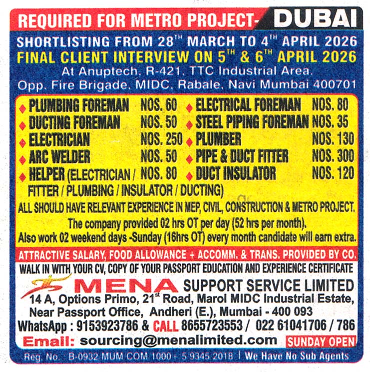 Pipe & Duct Fitter Job in Dubai