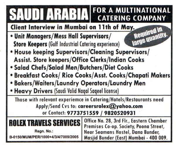 House keeping Supervisors Job in Saudi Arabia