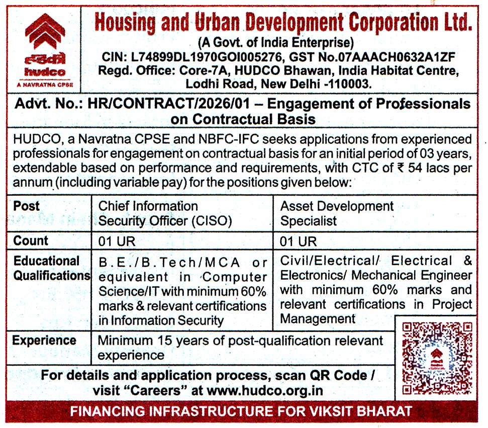 Housing And Urban Development Corporation Ltd (HUDCO) New Delhi Recruitment Housing And Urban Development Corporation Ltd (HUDCO) New Delhi Recruitment