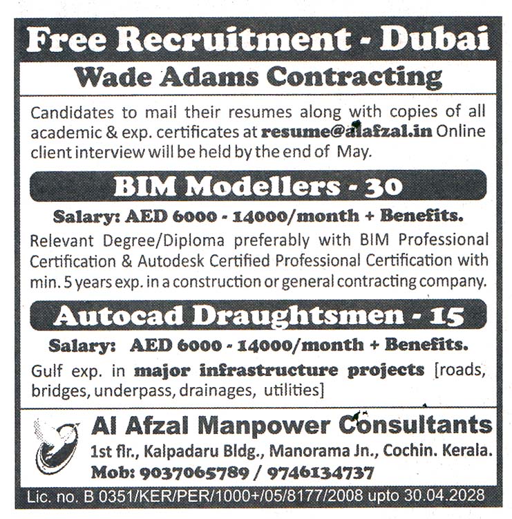 Autocad Draughtsmen Job in Dubai