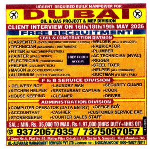Machinist Technician Job in Dubai