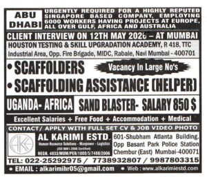 SCAFFOLDING ASSISTANCE (Helper) Job in Abu Dhabi