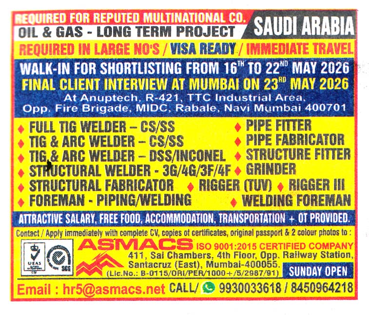 WELDING FOREMAN Job in Saudi Arabia