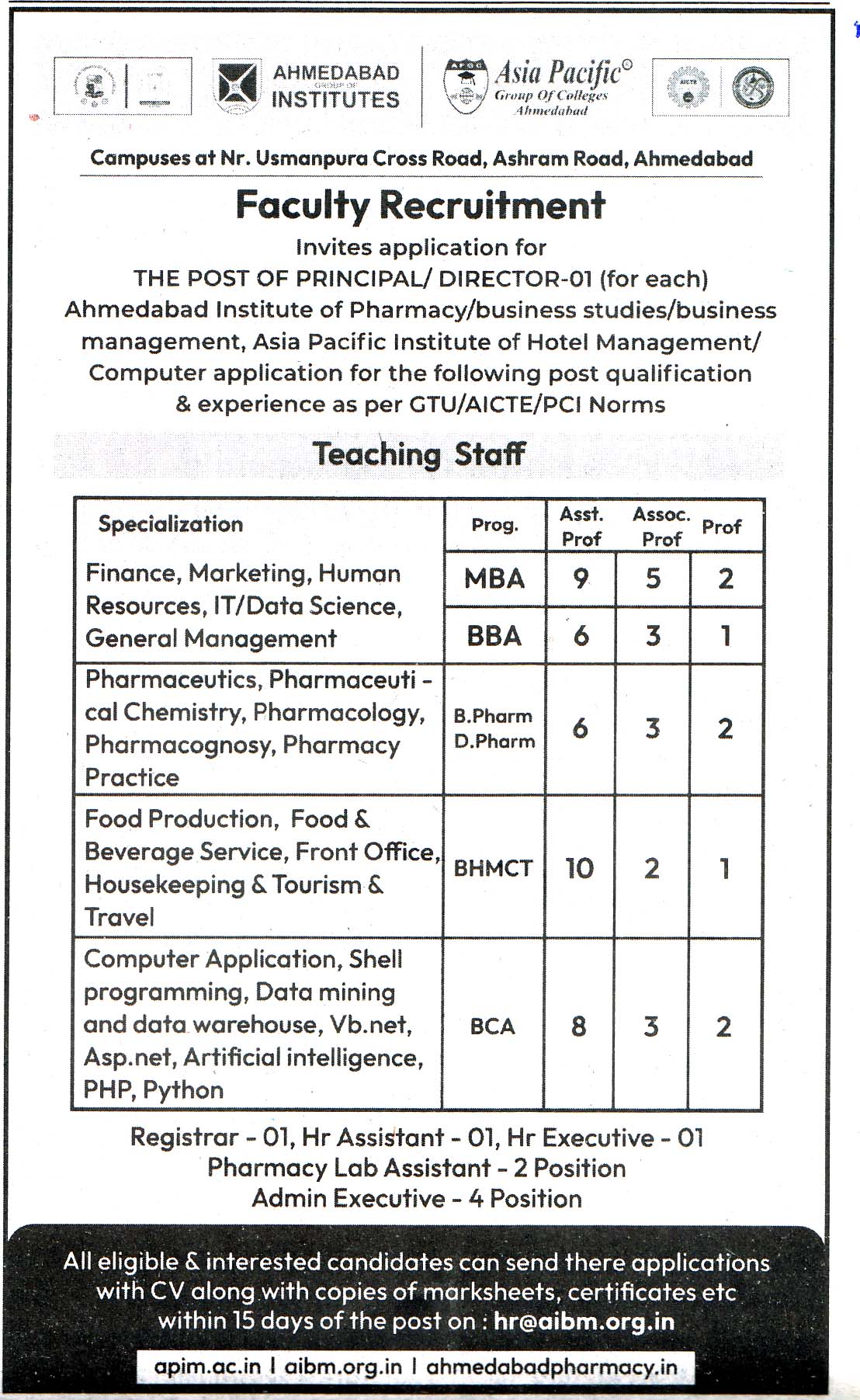 Ahmedabad Institutes Ahmedabad Recruitment Ahmedabad Institutes Ahmedabad Recruitment