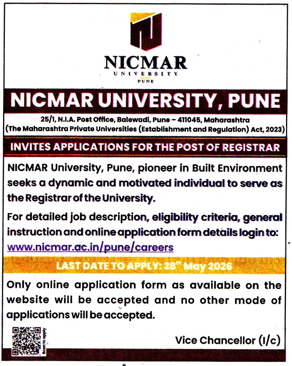 NICMAR University Pune Recruitment